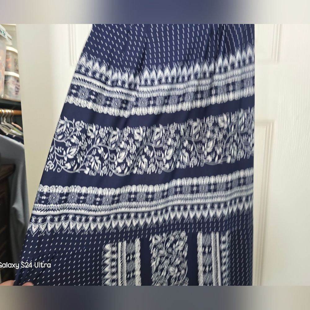 Navy and White Patterned Dress